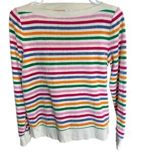 Paris Ateliers Other Stories Sweater Women's Striped Colorful Sz 6 Boatneck Fish